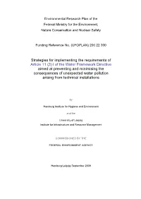 (3) L of the Water Framework Directive Aimed at Preventing and Minimising the Consequences of Unexpected Water Pollution Arising from Technical Installations