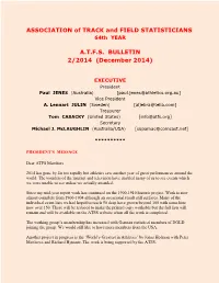 ASSOCIATION of TRACK and FIELD STATISTICIANS A.T.F.S. BULLETIN