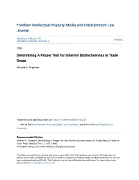 Determining a Proper Test for Inherent Distinctiveness in Trade Dress