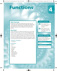 Functions • • • • • • • • • • • Math Terms • Academic Vocabulary Correctly Inyour Class Discussions and Inyour Problem Solutions