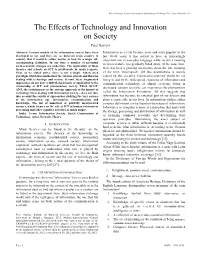 The Effects of Technology and Innovation on Society Peter Sasvari