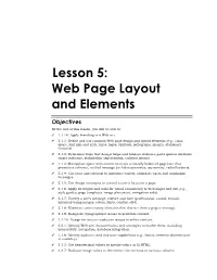 5Lesson 5: Web Page Layout and Elements