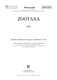 Butterflies (Lepidoptera) of Guyana: a Compilation of Records