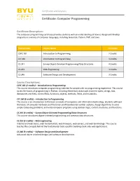 Certificate: Computer Programming