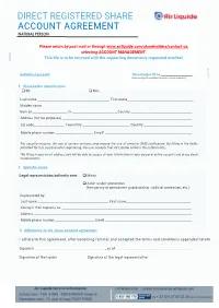 Direct Registered Share Account Agreement Natural Person