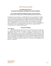Executive Summary of Economic Evaluations, Job Approval, and Trial Ballots