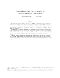Pure and Bayes-Nash Price of Anarchy for Generalized Second Price Auction
