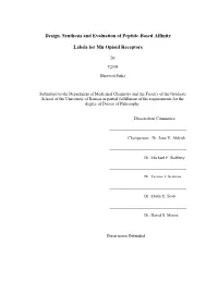 Design, Synthesis and Evaluation of Peptide-Based Affinity