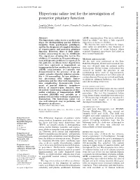 Hypertonic Saline Test for the Investigation of Posterior Pituitary