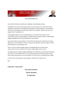 I Returned from the Party Conference in Brighton on Wednesday Evening