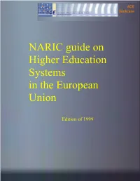 NARIC Guide on Higher Education Systems in the European Union