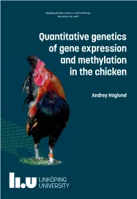Quantitative Genetics of Gene Expression and Methylation in the Chicken