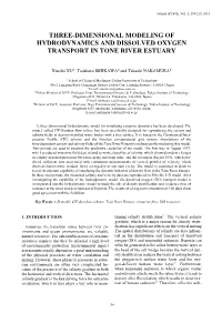 Three-Dimensional Modeling of Hydrodynamics and Dissolved Oxygen Transport in Tone River Estuary