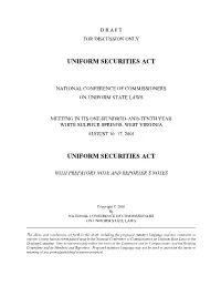 Uniform Securities Act