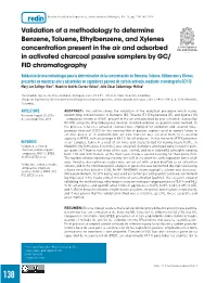 Validation of a Methodology to Determine Benzene, Toluene