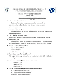 AUTOMOBILE ENGINEERING Question Bank