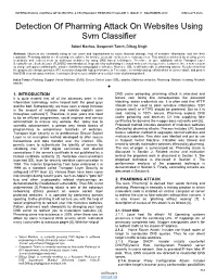 Detection of Pharming Attack on Websites Using Svm Classifier