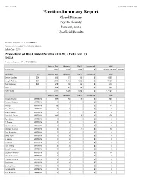 Election Summary Report Closed Primary Fayette County June 02, 2020 Unofficial Results