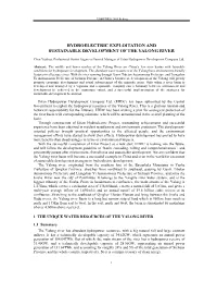 Hydroelectric Exploitation and Sustainable Development of the Yalong River