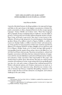 West African Scripts and Arabic-Script Orthographies in Socio-Political Context