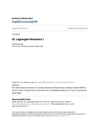 05. Lagrangian Mechanics I