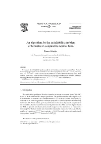 An Algorithm for the Satisfiability Problem of Formulas in Conjunctive