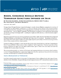 Biden, Congress Should Defend Terrorism Sanctions Imposed on Iran