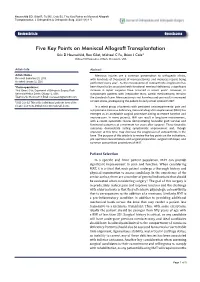 Five Key Points on Meniscal Allograft Transplantation