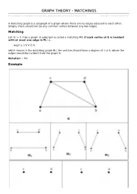 Graph Theory Matchings