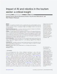 Impact of AI and Robotics in the Tourism Sector: a Critical Insight