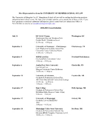 Meet Representatives from the UNIVERSITY of MEMPHIS SCHOOL of LAW