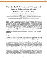 Microstrip Patch Antenna Array with Cosecant- Squared Radiation Pattern Profile