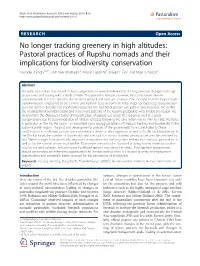 No Longer Tracking Greenery in High Altitudes: Pastoral Practices of Rupshu Nomads and Their Implications for Biodiversity Conse