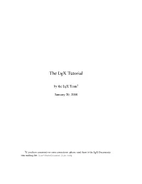 The LYX Tutorial