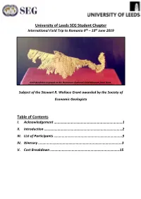 University of Leeds SEG Student Chapter Table of Contents