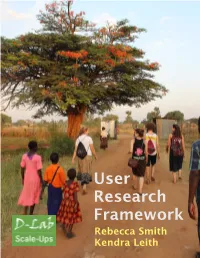 D-Lab Scale-Ups User Research Framework Table of Contents