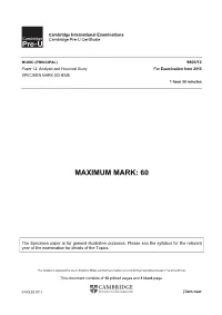 Maximum Mark: 60