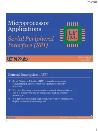 Microprocessor Applications Serial Peripheral Interface (SPI)