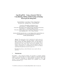 Opendrugwiki – Using a Semantic Wiki for Consolidating, Editing and Reviewing of Existing Heterogeneous Drug Data