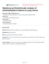 Statistical and Bioinformatic Analysis of Hemimethylation Patterns in Lung Cancer