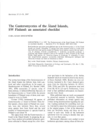 The Gasteromycetes of the Aland Islands, SW Finland: an Annotated Checklist