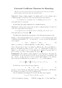 Universal Coefficient Theorem for Homology