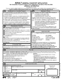 Adult General Passport Application