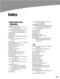 Characters and Numerics A