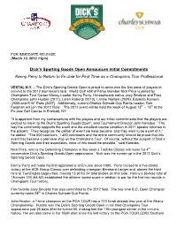Dick's Sporting Goods Open Announces Initial Commitments Kenny Perry to Return to En-Joie for First Time As a Champions Tour P