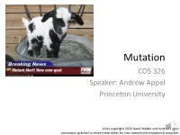 Mutation COS 326 Speaker: Andrew Appel Princeton University