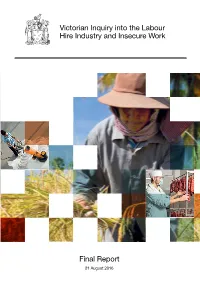 Victorian Inquiry Into the Labour Hire Industry and Insecure Work