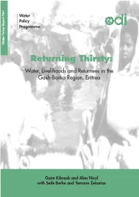 Water, Livelihoods and Returnees in the Gash-Barka Region, Eritrea