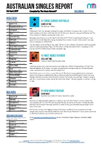 AUSTRALIAN SINGLES REPORT 3Rd April, 2017 Compiled by the Music Network© FREE SIGN UP