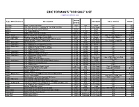 ERIC TOTMAN's "FOR SALE" LIST Eric@Horncollector.Com